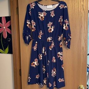 Navy blue floral dress